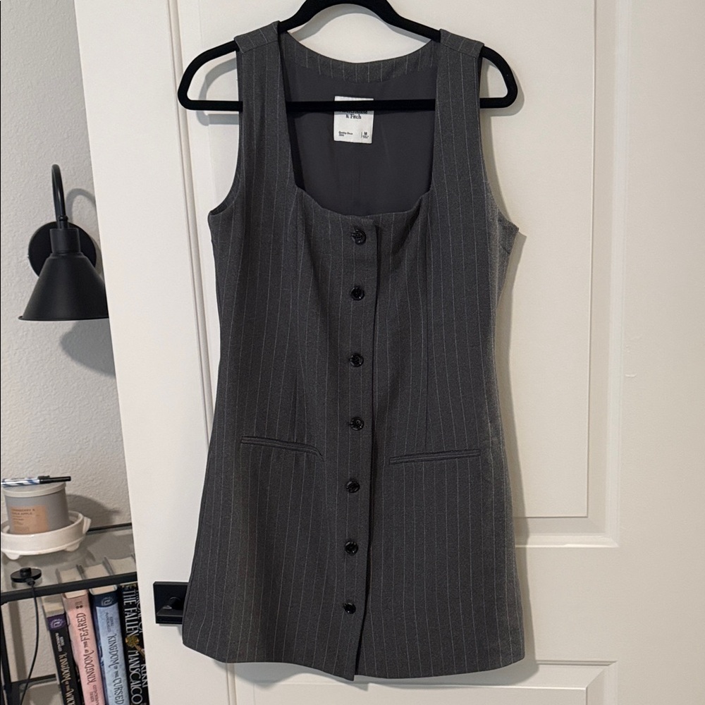 Abercrombie & Fitch Charcoal Pinstripe Sleeveless Shift Dress